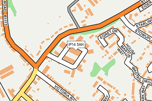 IP14 5AH map - OS OpenMap – Local (Ordnance Survey)