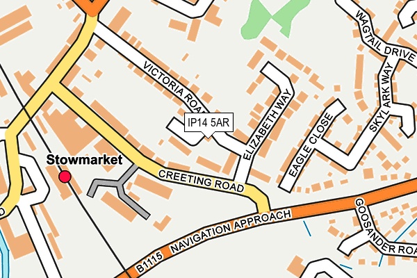 IP14 5AR map - OS OpenMap – Local (Ordnance Survey)