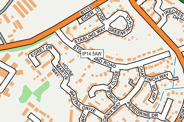 IP14 5AW map - OS OpenMap – Local (Ordnance Survey)