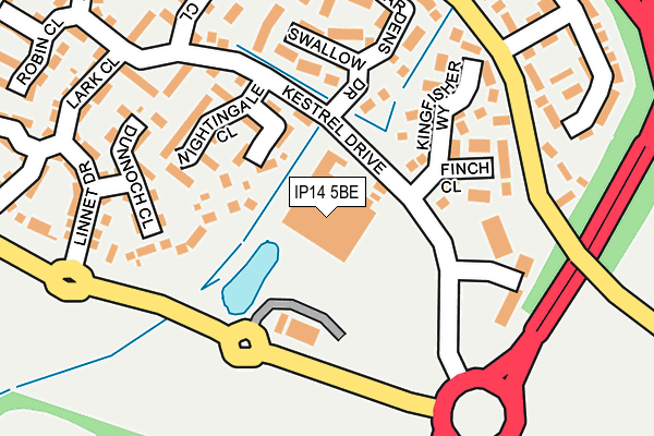 IP14 5BE map - OS OpenMap – Local (Ordnance Survey)