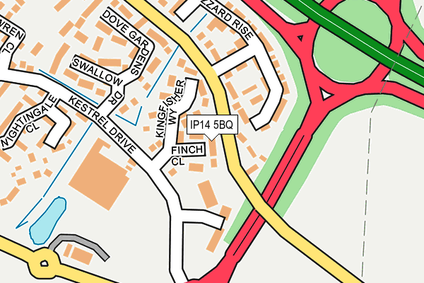 IP14 5BQ map - OS OpenMap – Local (Ordnance Survey)