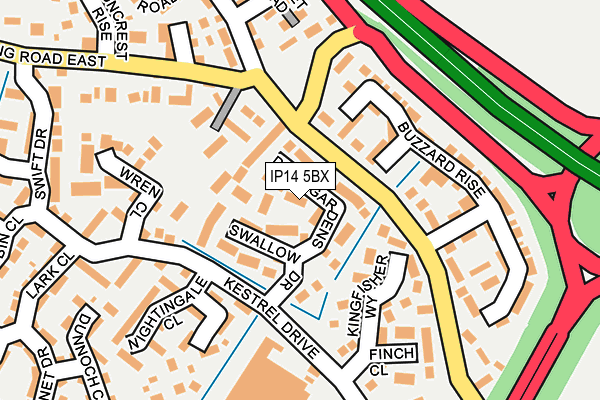 IP14 5BX map - OS OpenMap – Local (Ordnance Survey)
