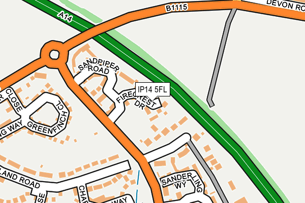 IP14 5FL map - OS OpenMap – Local (Ordnance Survey)