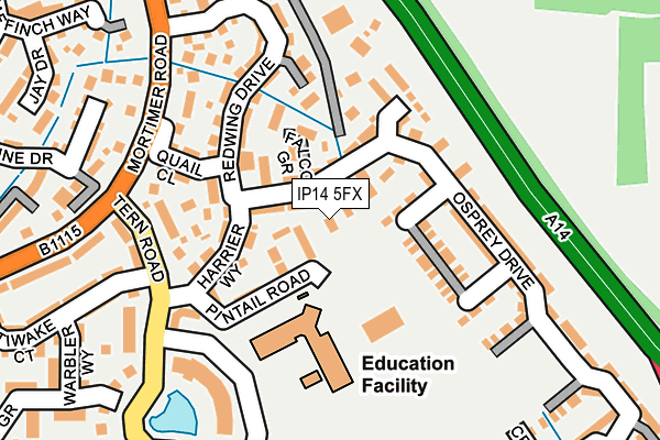 IP14 5FX map - OS OpenMap – Local (Ordnance Survey)