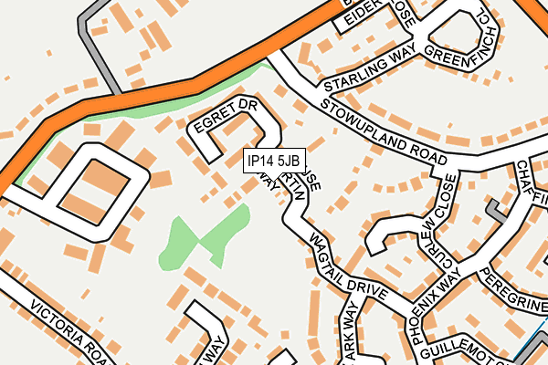 IP14 5JB map - OS OpenMap – Local (Ordnance Survey)