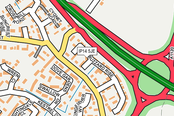 IP14 5JE map - OS OpenMap – Local (Ordnance Survey)