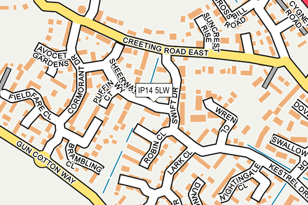IP14 5LW map - OS OpenMap – Local (Ordnance Survey)