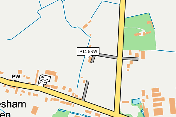 IP14 5RW map - OS OpenMap – Local (Ordnance Survey)