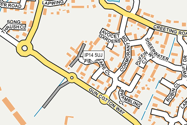 IP14 5UJ map - OS OpenMap – Local (Ordnance Survey)
