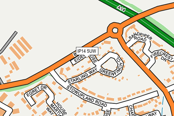 IP14 5UW map - OS OpenMap – Local (Ordnance Survey)