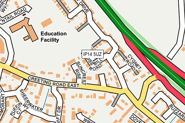 IP14 5UZ map - OS OpenMap – Local (Ordnance Survey)