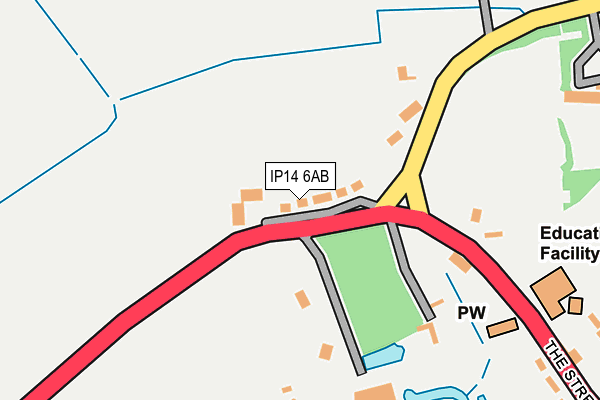 IP14 6AB map - OS OpenMap – Local (Ordnance Survey)