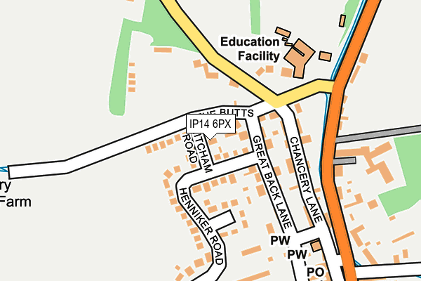 IP14 6PX map - OS OpenMap – Local (Ordnance Survey)