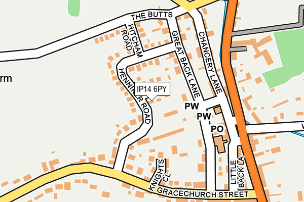 IP14 6PY map - OS OpenMap – Local (Ordnance Survey)