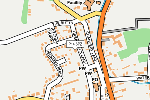 IP14 6PZ map - OS OpenMap – Local (Ordnance Survey)