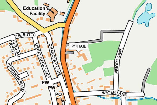 IP14 6QE map - OS OpenMap – Local (Ordnance Survey)