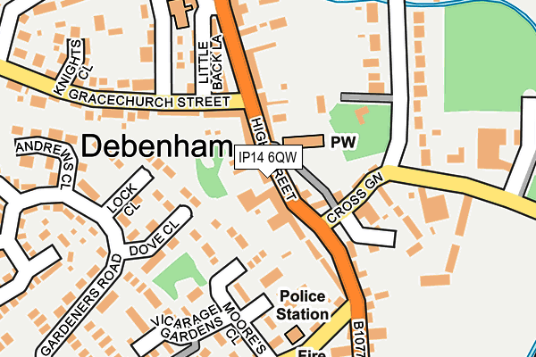 IP14 6QW map - OS OpenMap – Local (Ordnance Survey)