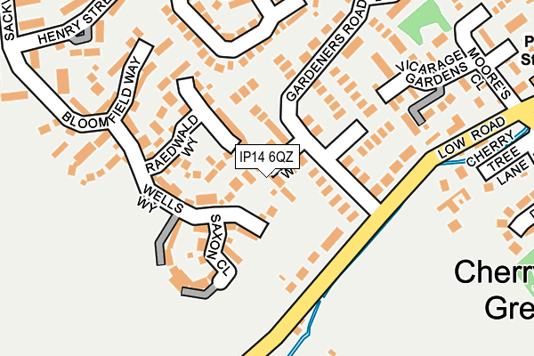IP14 6QZ map - OS OpenMap – Local (Ordnance Survey)