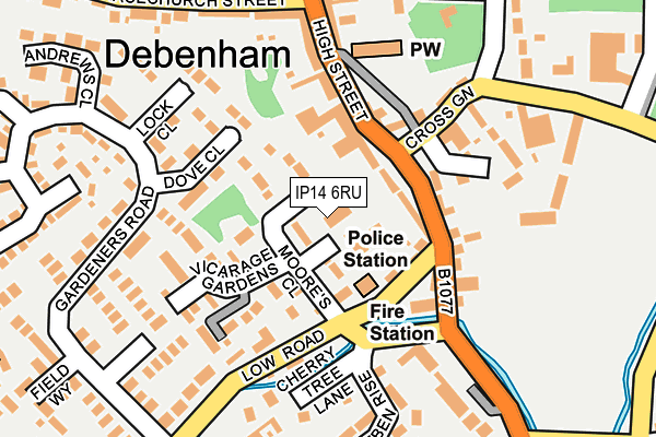 IP14 6RU map - OS OpenMap – Local (Ordnance Survey)