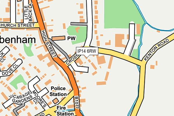 IP14 6RW map - OS OpenMap – Local (Ordnance Survey)