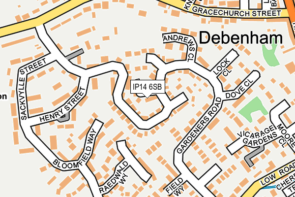IP14 6SB map - OS OpenMap – Local (Ordnance Survey)