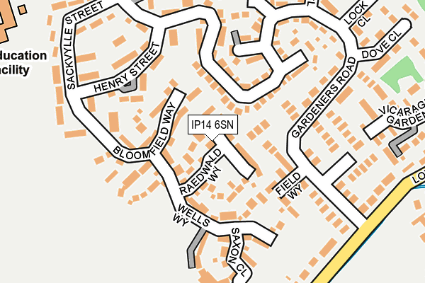 IP14 6SN map - OS OpenMap – Local (Ordnance Survey)