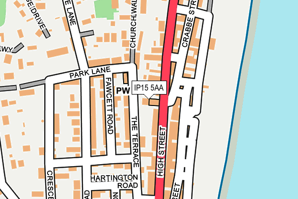 IP15 5AA map - OS OpenMap – Local (Ordnance Survey)