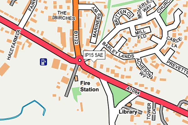 IP15 5AE map - OS OpenMap – Local (Ordnance Survey)