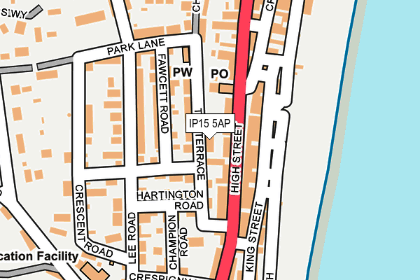IP15 5AP map - OS OpenMap – Local (Ordnance Survey)