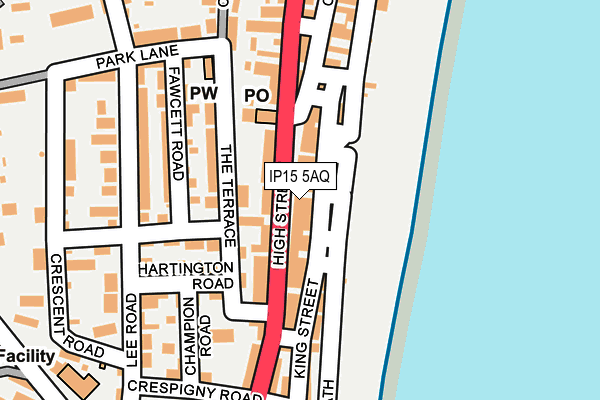 IP15 5AQ map - OS OpenMap – Local (Ordnance Survey)