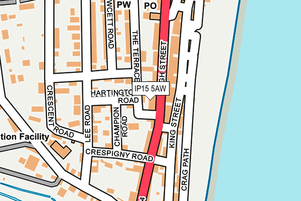 IP15 5AW map - OS OpenMap – Local (Ordnance Survey)