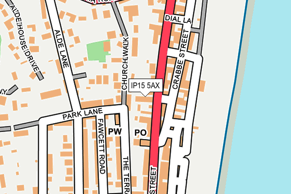 IP15 5AX map - OS OpenMap – Local (Ordnance Survey)