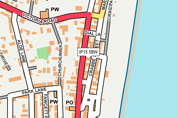 IP15 5BW map - OS OpenMap – Local (Ordnance Survey)