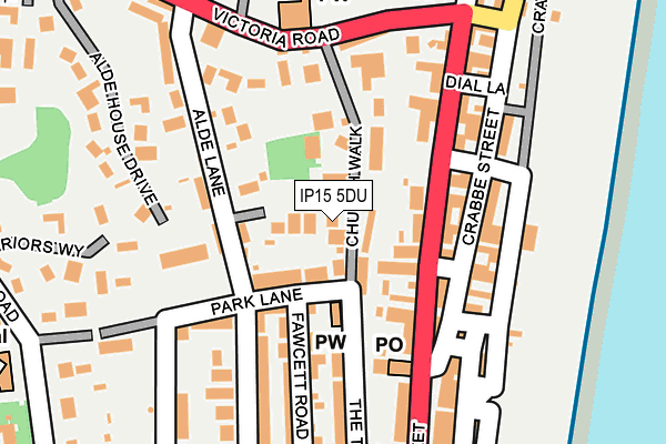 IP15 5DU map - OS OpenMap – Local (Ordnance Survey)