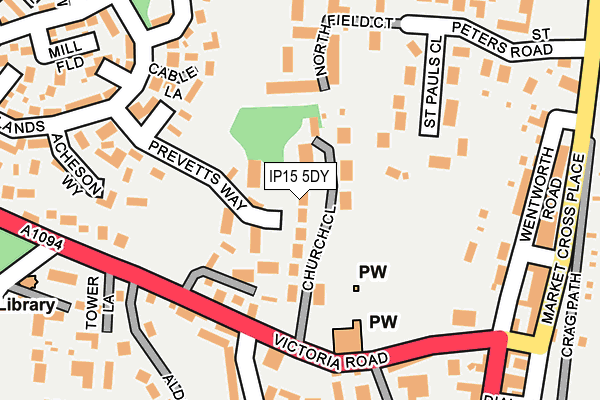 IP15 5DY map - OS OpenMap – Local (Ordnance Survey)