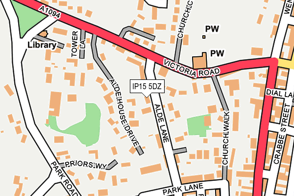IP15 5DZ map - OS OpenMap – Local (Ordnance Survey)