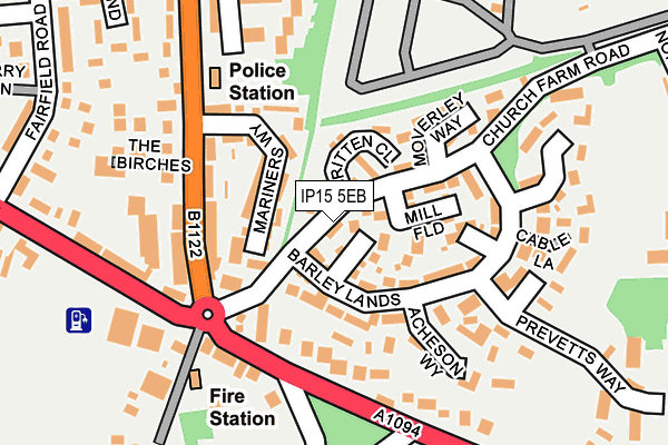 IP15 5EB map - OS OpenMap – Local (Ordnance Survey)