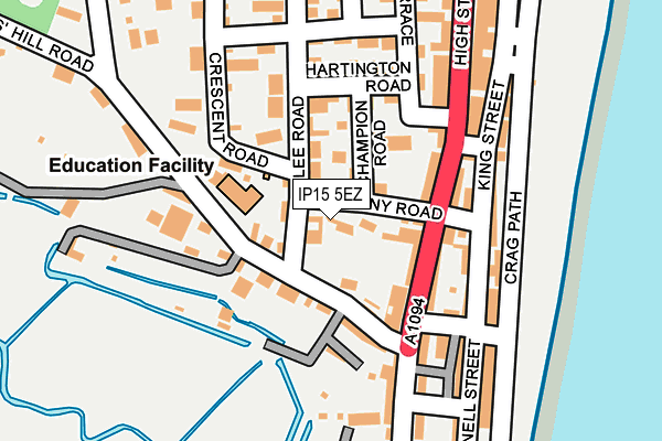 IP15 5EZ map - OS OpenMap – Local (Ordnance Survey)