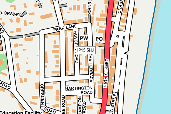 IP15 5HJ map - OS OpenMap – Local (Ordnance Survey)