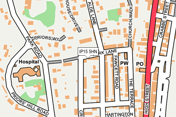 IP15 5HN map - OS OpenMap – Local (Ordnance Survey)