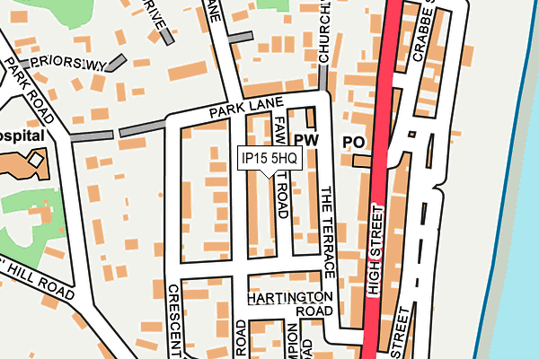 IP15 5HQ map - OS OpenMap – Local (Ordnance Survey)