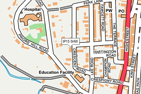 IP15 5HW map - OS OpenMap – Local (Ordnance Survey)