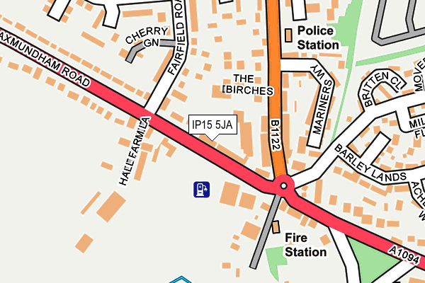 IP15 5JA map - OS OpenMap – Local (Ordnance Survey)