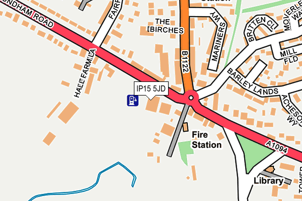 IP15 5JD map - OS OpenMap – Local (Ordnance Survey)