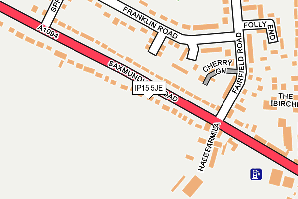 IP15 5JE map - OS OpenMap – Local (Ordnance Survey)
