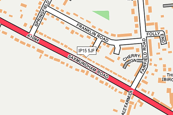 IP15 5JF map - OS OpenMap – Local (Ordnance Survey)