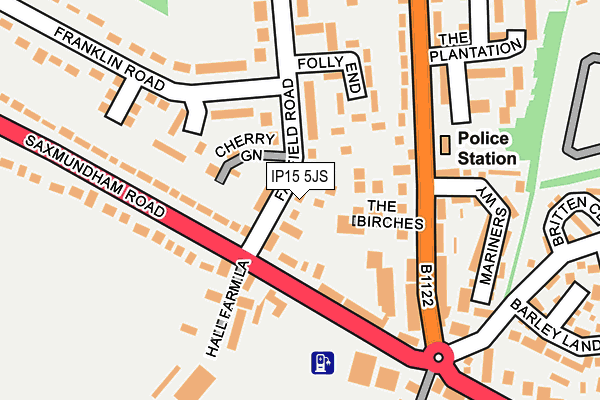 IP15 5JS map - OS OpenMap – Local (Ordnance Survey)
