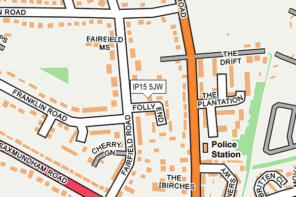 IP15 5JW map - OS OpenMap – Local (Ordnance Survey)