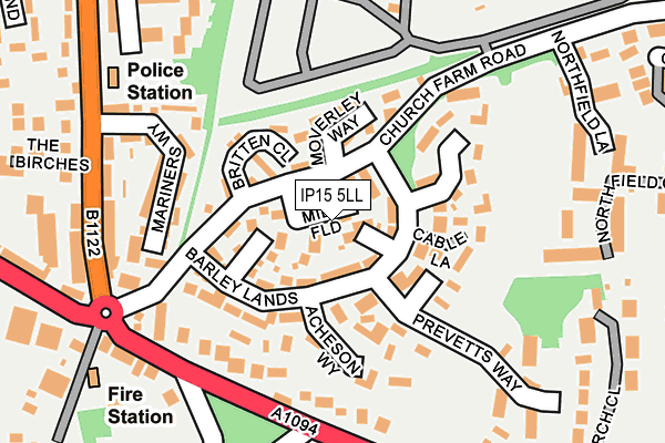 IP15 5LL map - OS OpenMap – Local (Ordnance Survey)