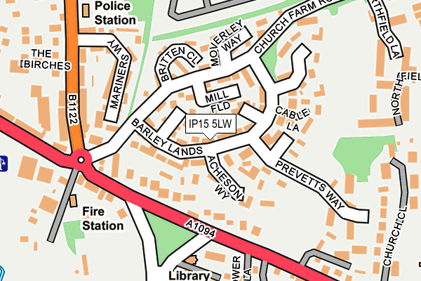 IP15 5LW map - OS OpenMap – Local (Ordnance Survey)